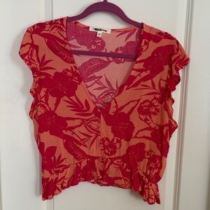 Miken Red and Pink Floral Blouse